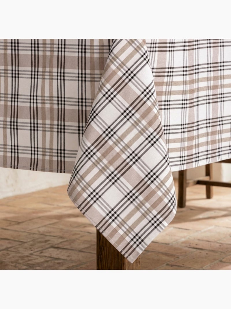 Nappe antitache motif tartan, toucher et tombé naturels - Gamusi. Ocre - Kiabi