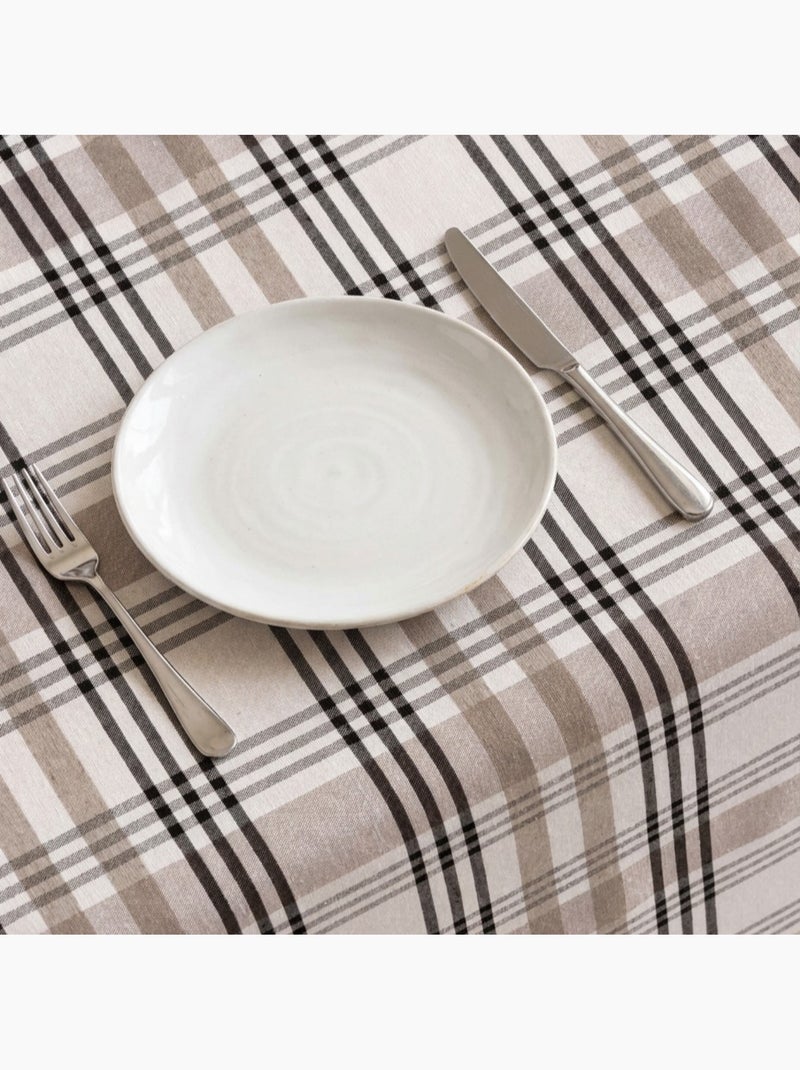 Nappe antitache motif tartan, toucher et tombé naturels - Gamusi. Ocre - Kiabi
