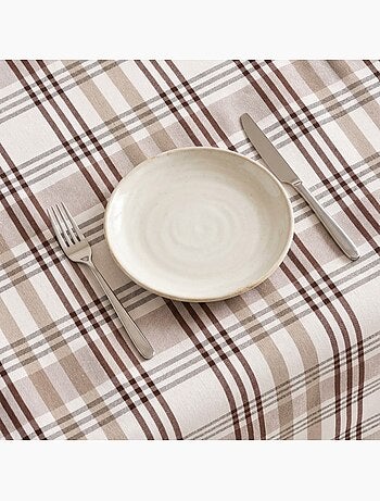 Nappe antitache motif tartan, toucher et tombé naturels - Gamusi.