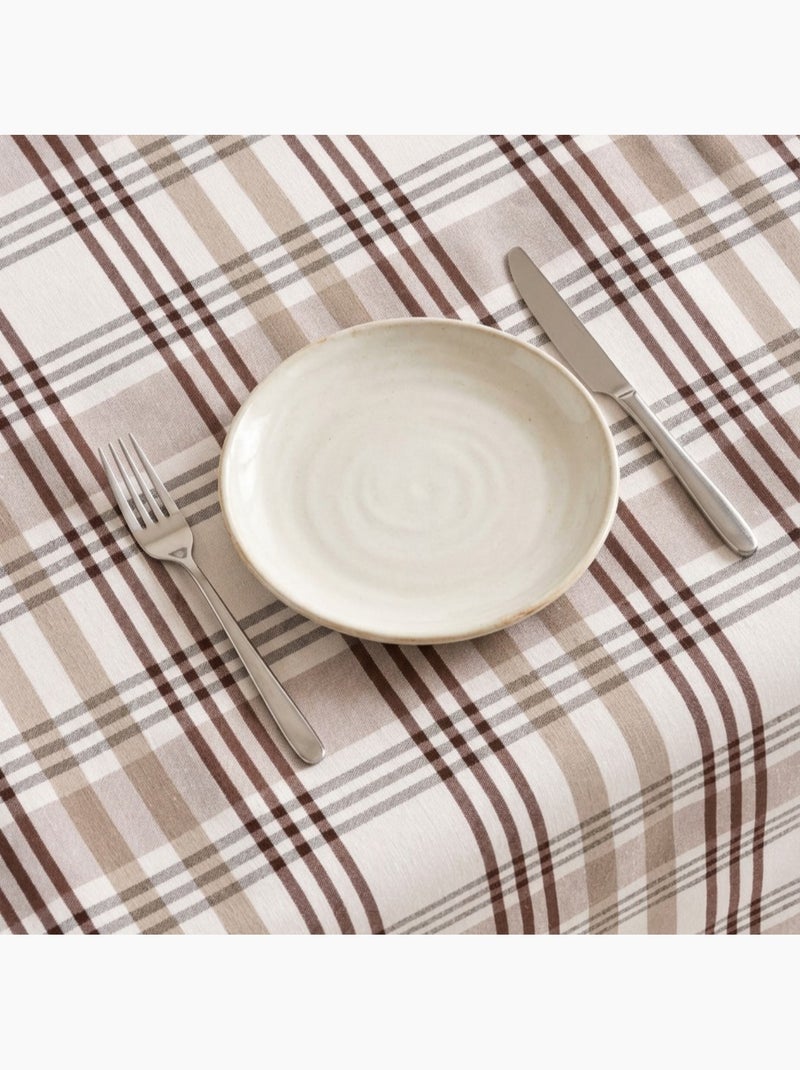 Nappe antitache motif tartan, toucher et tombé naturels - Gamusi. Sable - Kiabi