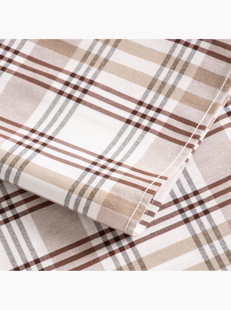 Nappe antitache motif tartan, toucher et tombé naturels - Gamusi. Sable - Kiabi
