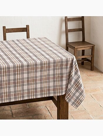 Nappe antitache motif tartan, toucher et tombé naturels - Gamusi.
