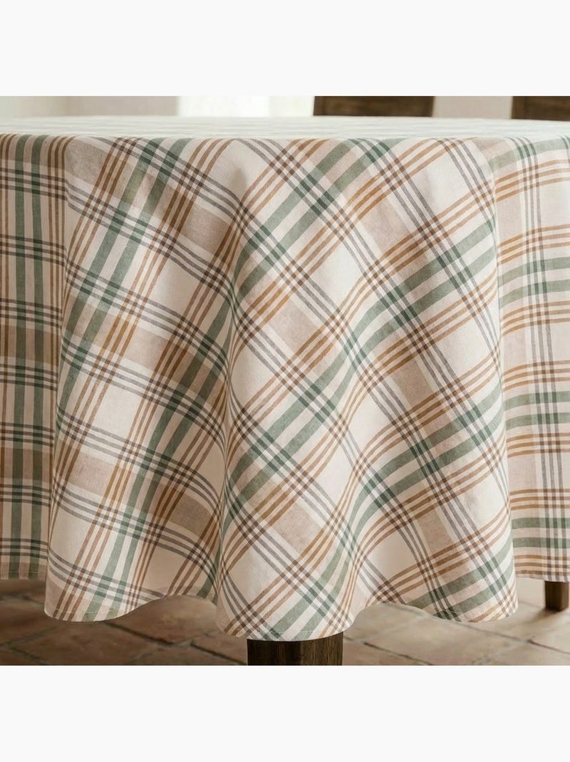 Nappe antitache motif tartan, toucher et tombé naturels - Gamusi. Vert d'eau - Kiabi