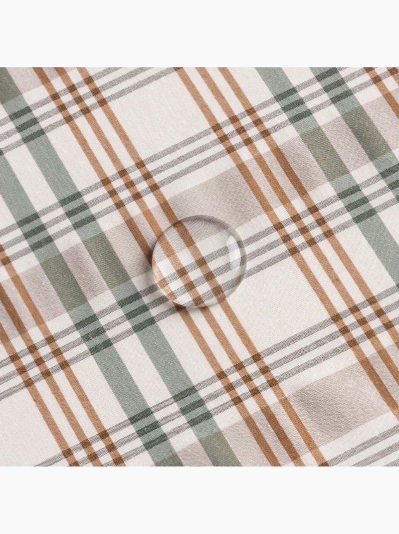 Nappe antitache motif tartan, toucher et tombé naturels - Gamusi. Vert d'eau - Kiabi