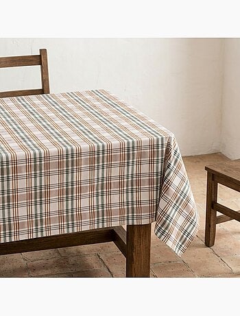 Nappe antitache motif tartan, toucher et tombé naturels - Gamusi.