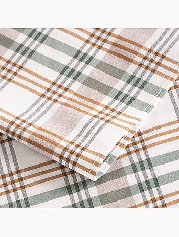 Nappe antitache motif tartan, toucher et tombé naturels - Gamusi.