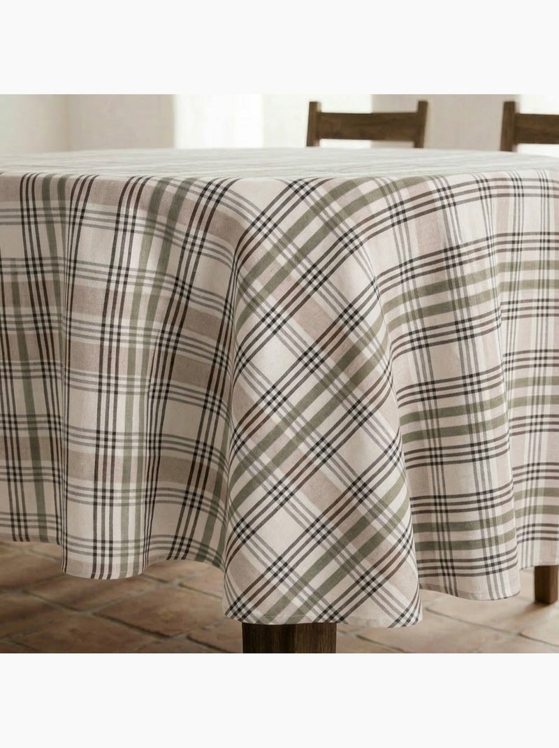 Nappe antitache motif tartan, toucher et tombé naturels - Gamusi. Vert - Kiabi