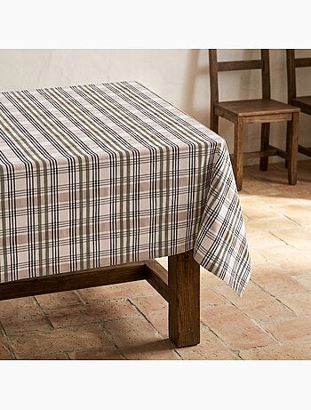 Nappe antitache motif tartan, toucher et tombé naturels - Gamusi.