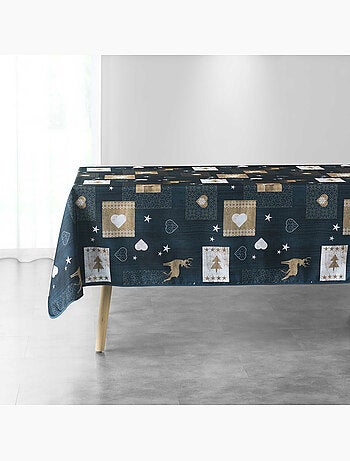Nappe antitache rectangle 150 x 240 cm polyester imprimé – Augustin bleu
