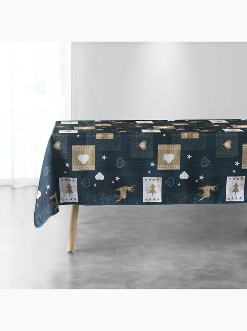 Nappe antitache rectangle 150 x 240 cm polyester imprimé – Augustin bleu - Kiabi