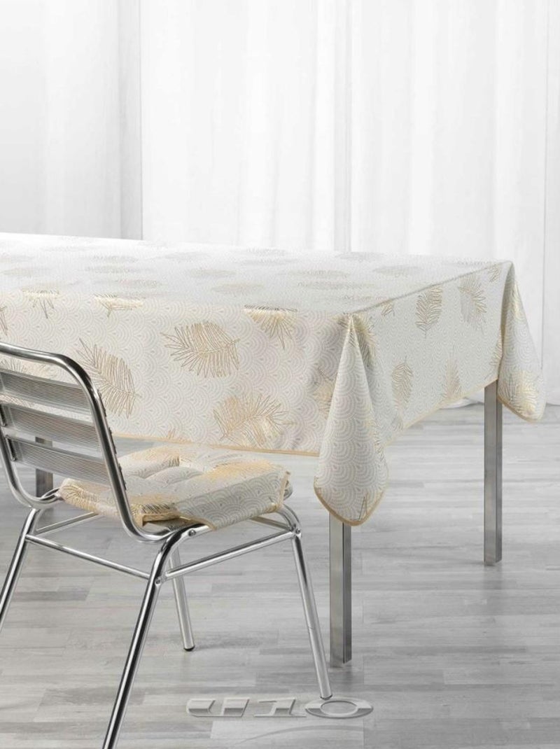 Nappe antitache rectangulaire 145x240 cm Sunny Gold Blanc - Kiabi