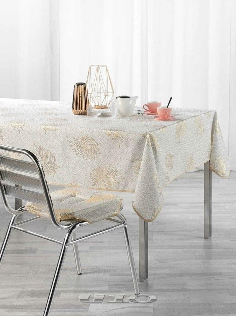 Nappe antitache rectangulaire 145x240 cm Sunny Gold Blanc - Kiabi