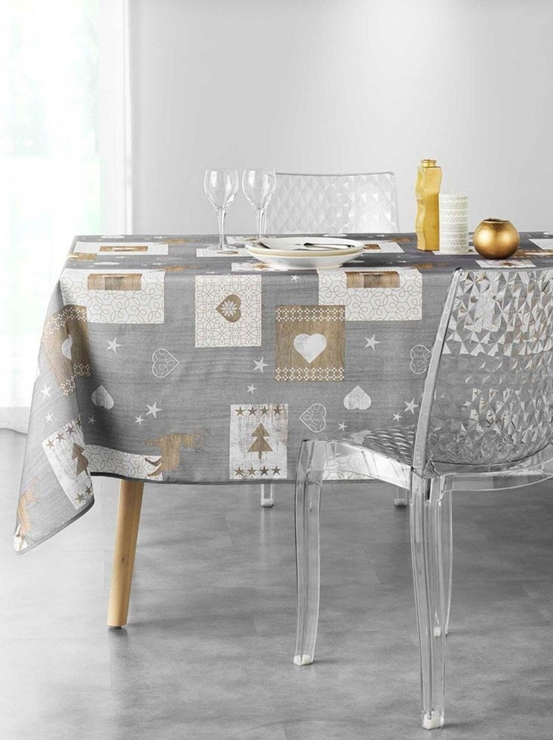 Nappe antitache rectangulaire 150x240 cm Augustin gris Gris - Kiabi