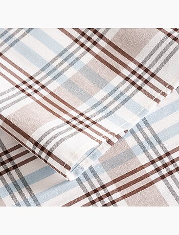Nappe antitache ronde motif tartan, toucher et tombé naturels - Gamusi.