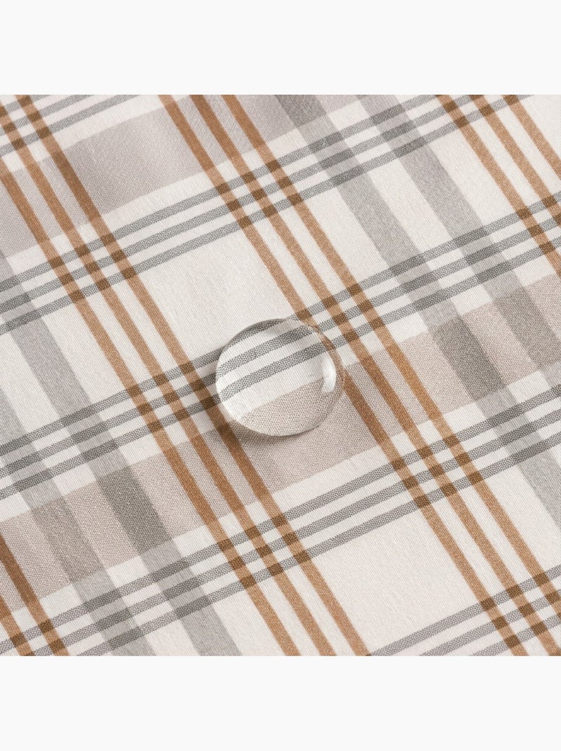 Nappe antitache ronde motif tartan, toucher et tombé naturels - Gamusi. Camel - Kiabi