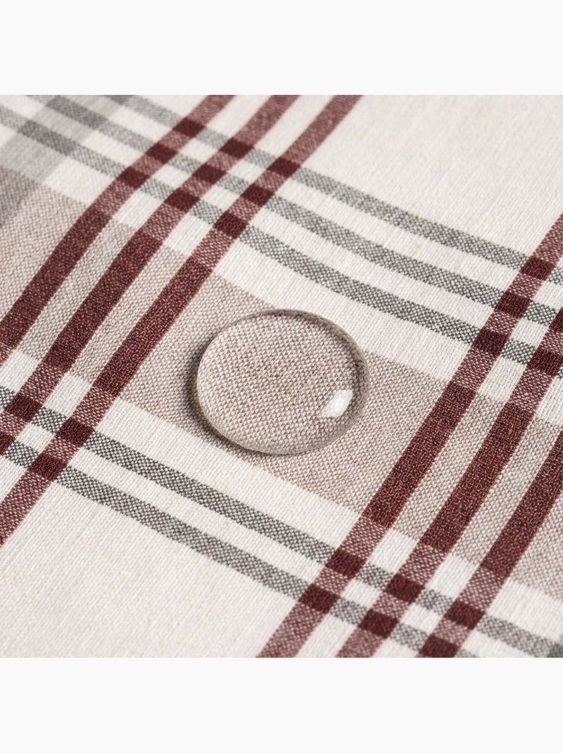 Nappe antitache ronde motif tartan, toucher et tombé naturels - Gamusi. Gris - Kiabi