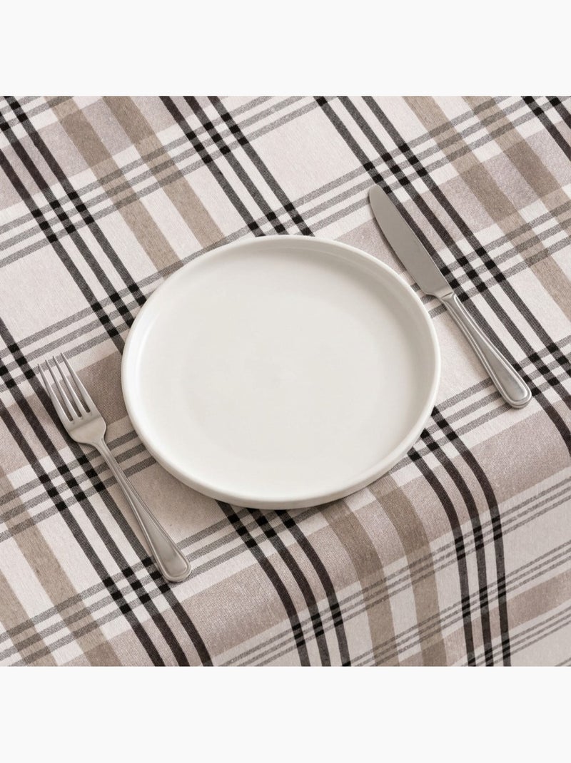 Nappe antitache ronde motif tartan, toucher et tombé naturels - Gamusi. Ocre - Kiabi