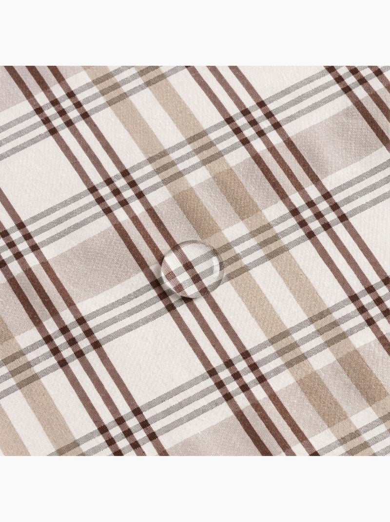 Nappe antitache ronde motif tartan, toucher et tombé naturels - Gamusi. Sable - Kiabi