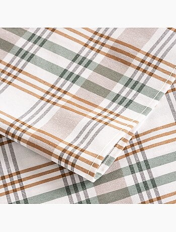 Nappe antitache ronde motif tartan, toucher et tombé naturels - Gamusi.