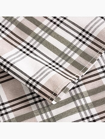 Nappe antitache ronde motif tartan, toucher et tombé naturels - Gamusi.
