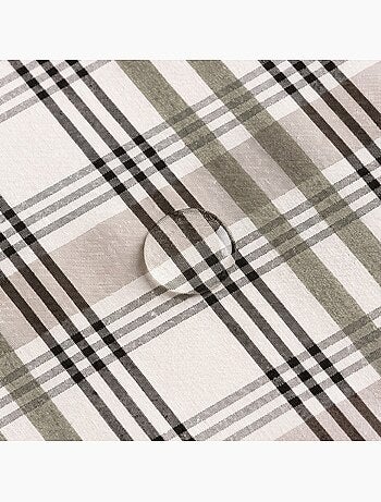 Nappe antitache ronde motif tartan, toucher et tombé naturels - Gamusi.