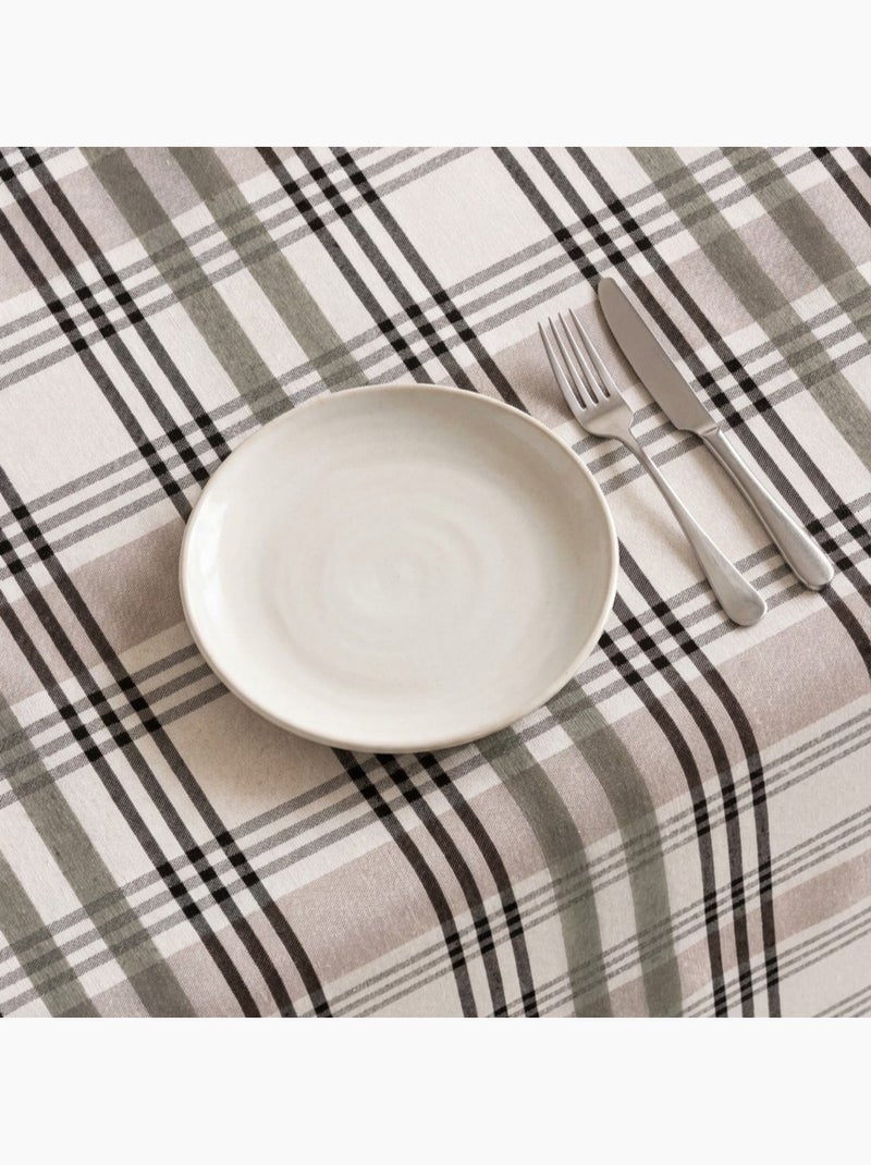 Nappe antitache ronde motif tartan, toucher et tombé naturels - Gamusi. Vert - Kiabi