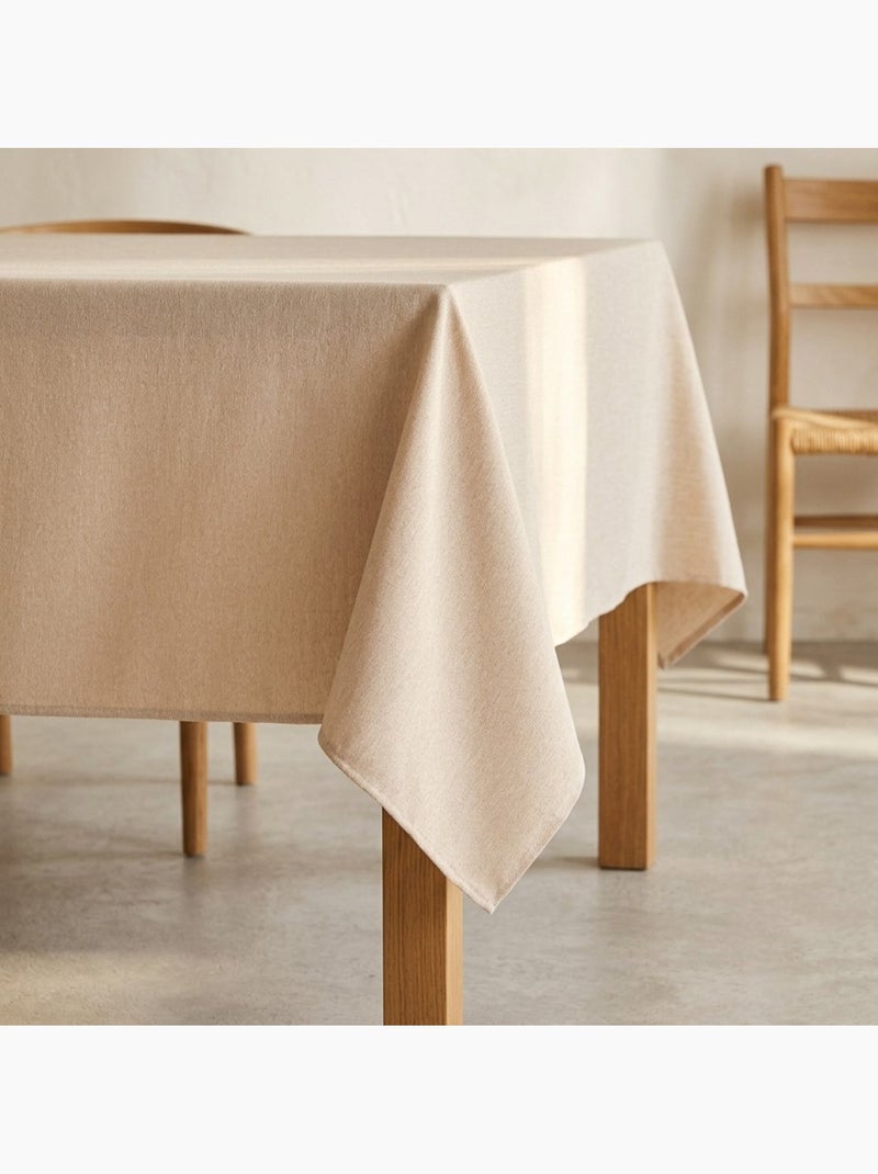 Nappe antitache unie, tissu chiné. Chute naturelle, toucher textile - Gamusi. Beige - Kiabi
