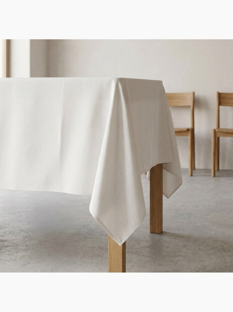 Nappe antitache unie, tissu chiné. Chute naturelle, toucher textile - Gamusi. Blanc - Kiabi