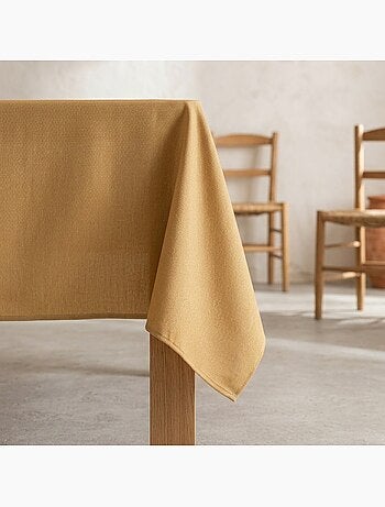 Nappe antitache unie, tissu chiné. Chute naturelle, toucher textile - Gamusi.