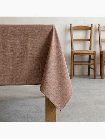 Nappe antitache unie, tissu chiné. Chute naturelle, toucher textile - Gamusi.