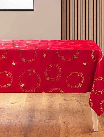 Nappe – Antitaches / Infroissable – Idéal fêtes de fin d’année, Noël, Anniversaire – Métallisé Star
