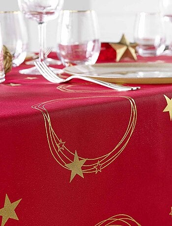 Nappe – Antitaches / Infroissable – Idéal fêtes de fin d’année, Noël, Anniversaire – Métallisé Star