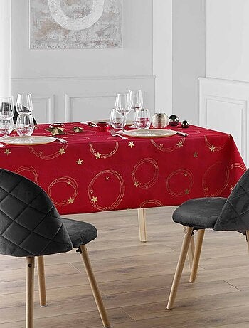Nappe – Antitaches / Infroissable – Idéal fêtes de fin d’année, Noël, Anniversaire – Métallisé Star