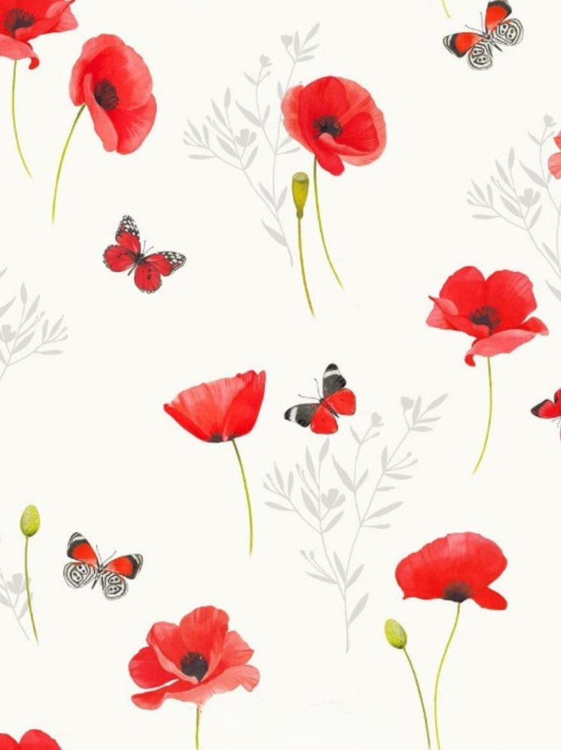 Nappe Bulgomme Imprimée Coquelicot Au mètre Blanc - Kiabi