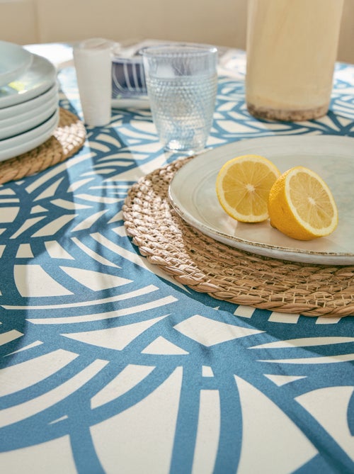 Nappe carrée coton enduit feuillage abstrait - Kiabi