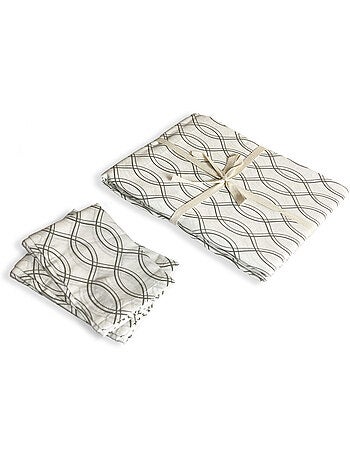 Nappe carrée imprimé géométrique déperlant 140 x 140 cm - Future Home
