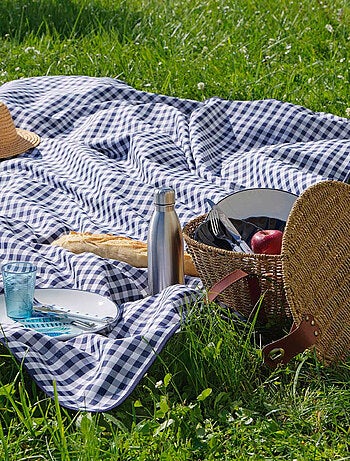 Nappe Carrée Infroissable Vichy Bleu Antitache