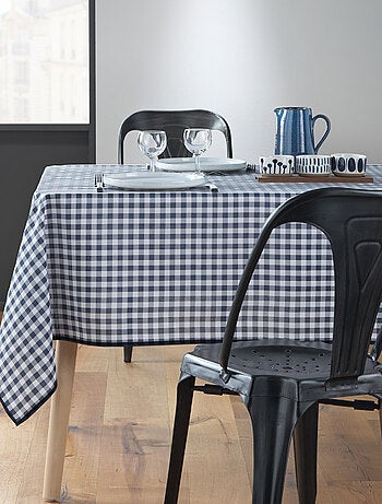 Nappe Carrée Infroissable Vichy Bleu Antitache