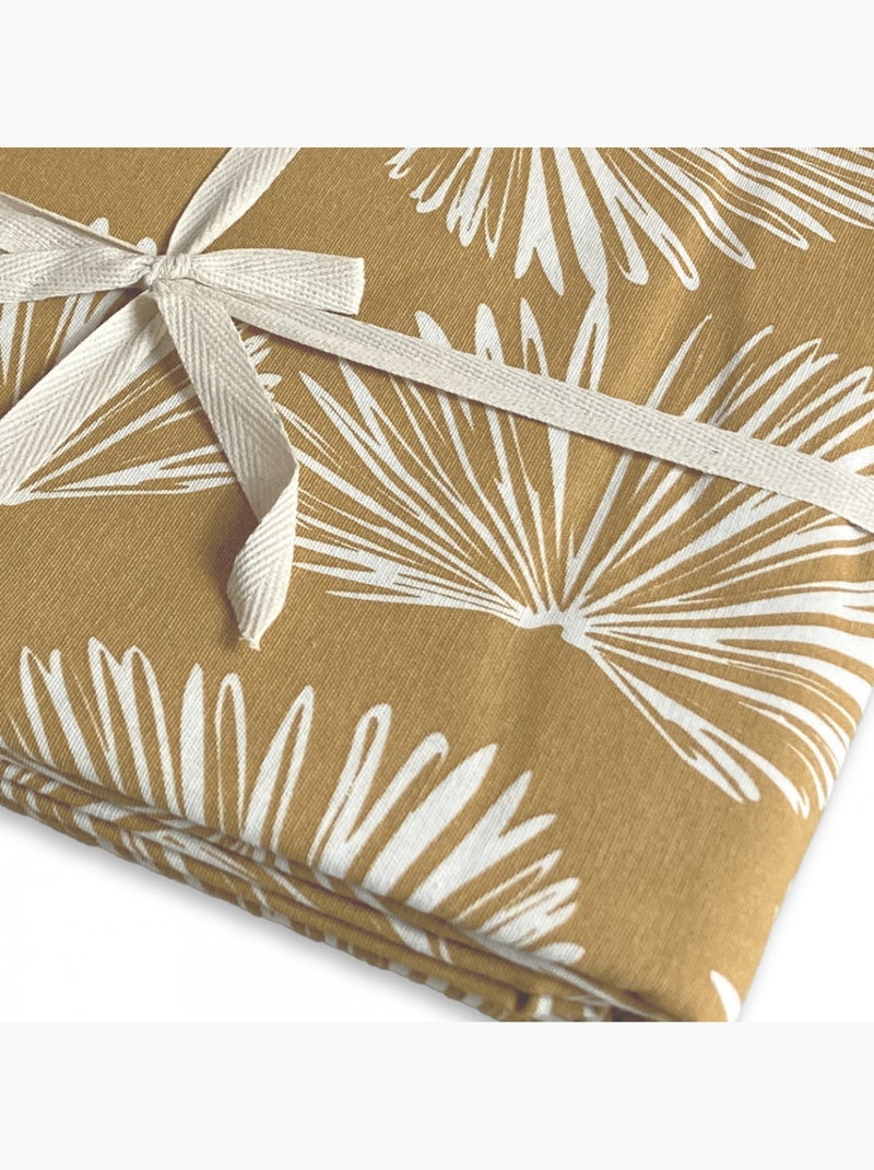 Nappe carrée 'VIRGINIE' imprimé végétal déperlant – 100% coton Future Home Moutarde - Kiabi