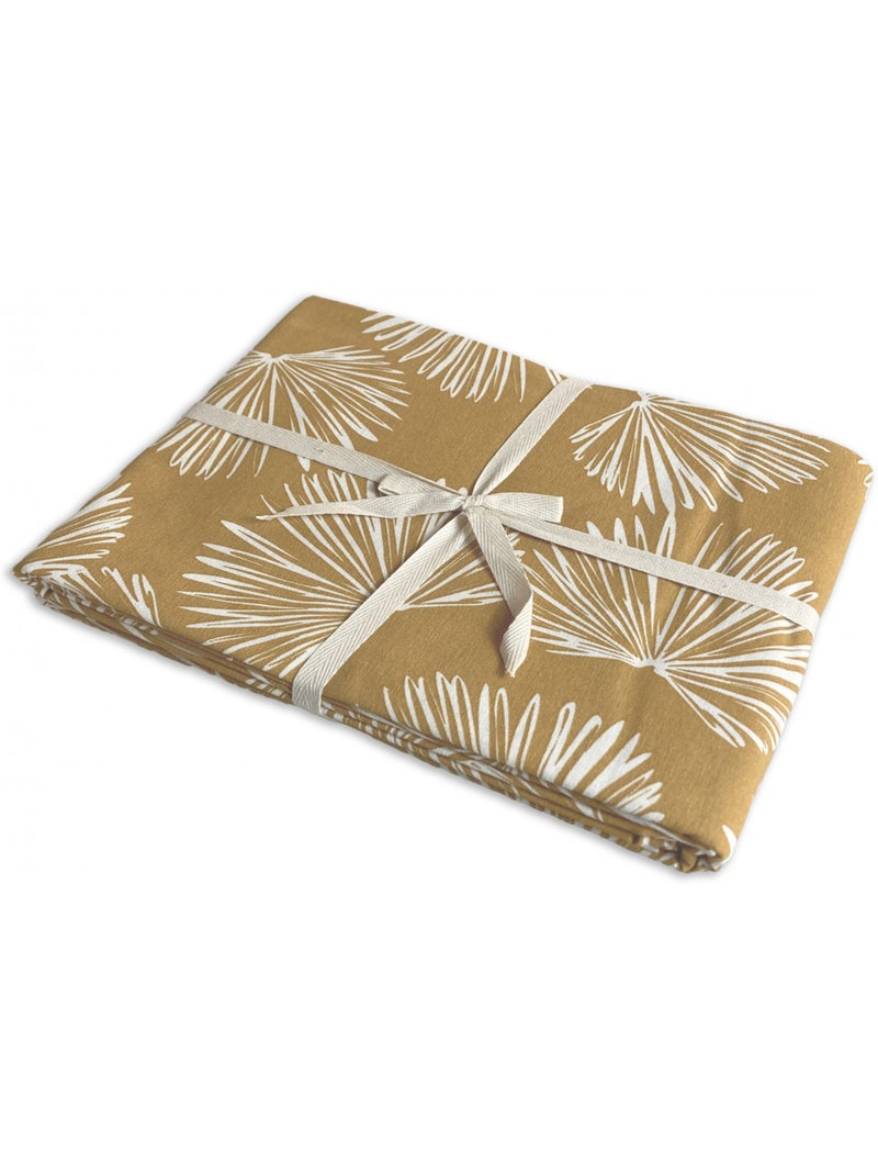 Nappe carrée 'VIRGINIE' imprimé végétal déperlant – 100% coton Future Home Moutarde - Kiabi