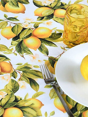 Nappe Citrons en polyester imprimé anti-taches – 140 x 240 cm