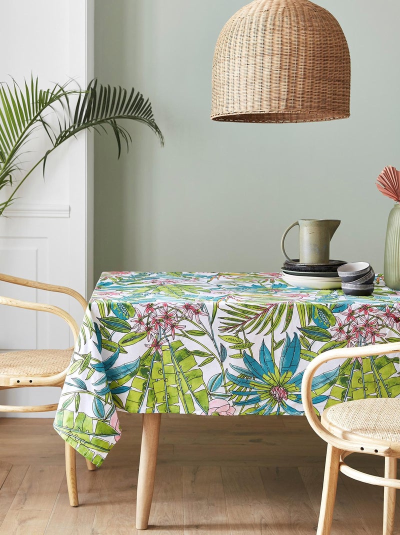 Nappe coton enduite BAHIA Rond Bleu pétrole - Kiabi