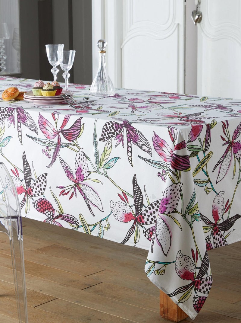 Nappe coton enduite PARADIS Rond Rose - Kiabi