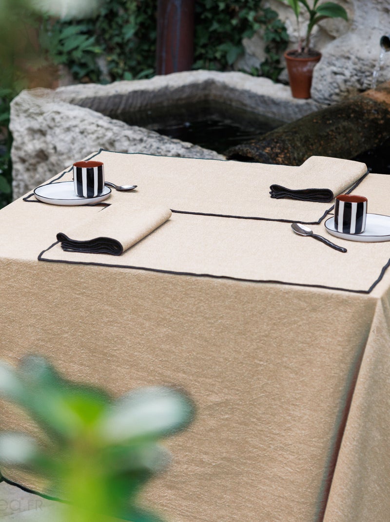 Nappe coton HONO finition point bourdon Beige sable - Kiabi