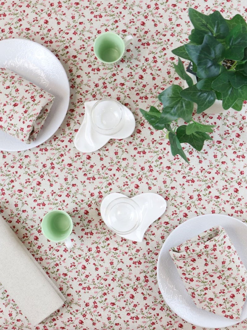 Nappe coton lin naturel FLORALIE Bleu - Kiabi
