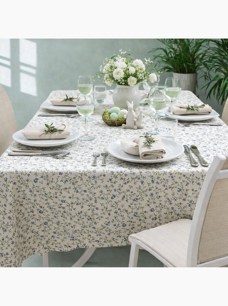 Nappe coton lin naturel FLORALIE Bleu - Kiabi