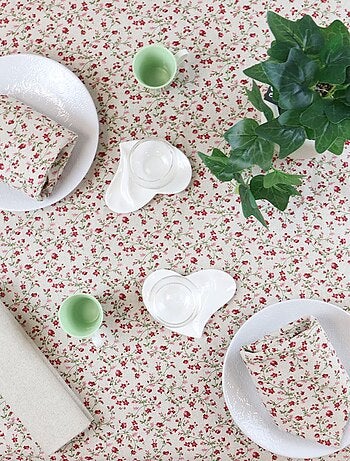 Nappe coton lin naturel FLORALIE
