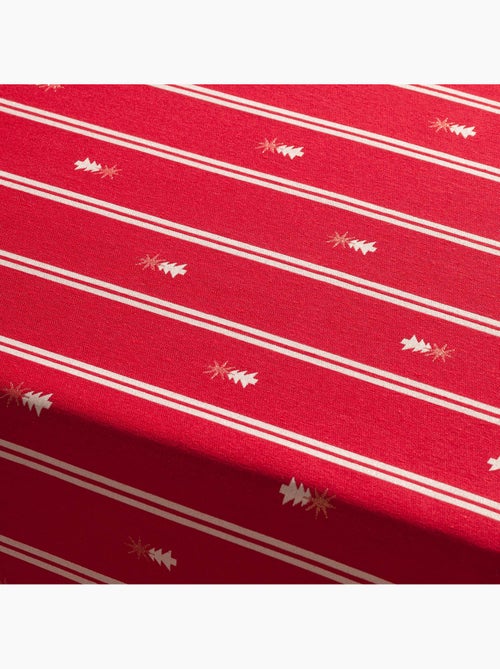 Nappe de noël à doubles rayures avec fil lurex et sapins brodés en relief - gamusi. - Kiabi Nappe de noël à doubles rayures avec fil lurex et sapins brodés en relief - gamusi. - Kiabi