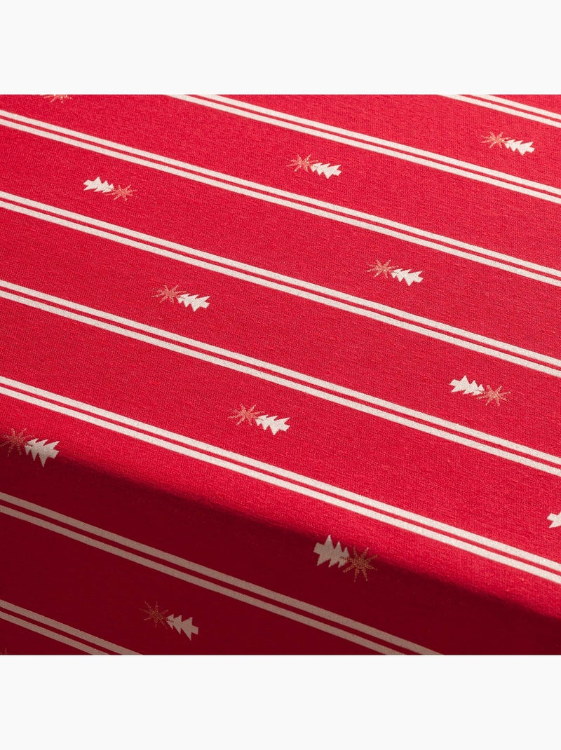 Nappe de noël à doubles rayures avec fil lurex et sapins brodés en relief - gamusi. Rouge - Kiabi
