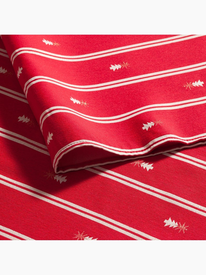 Nappe de noël à doubles rayures avec fil lurex et sapins brodés en relief - gamusi. Rouge - Kiabi